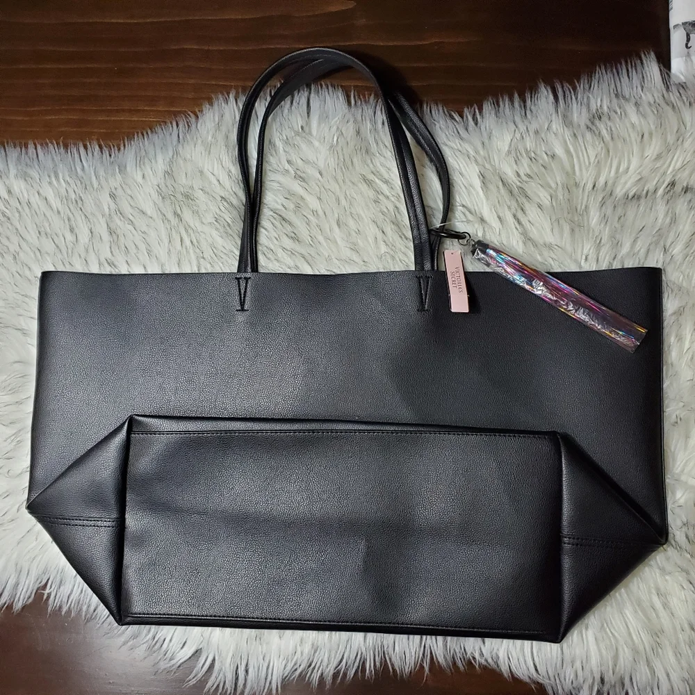 Victoria's Secret 2016 Black Leather Tote Bag - Picture 3 of 3